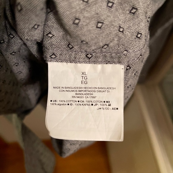 Old navy men’s slim fit gray long sleeve diamond pattern button down shirt sz XL - Picture 5 of 10